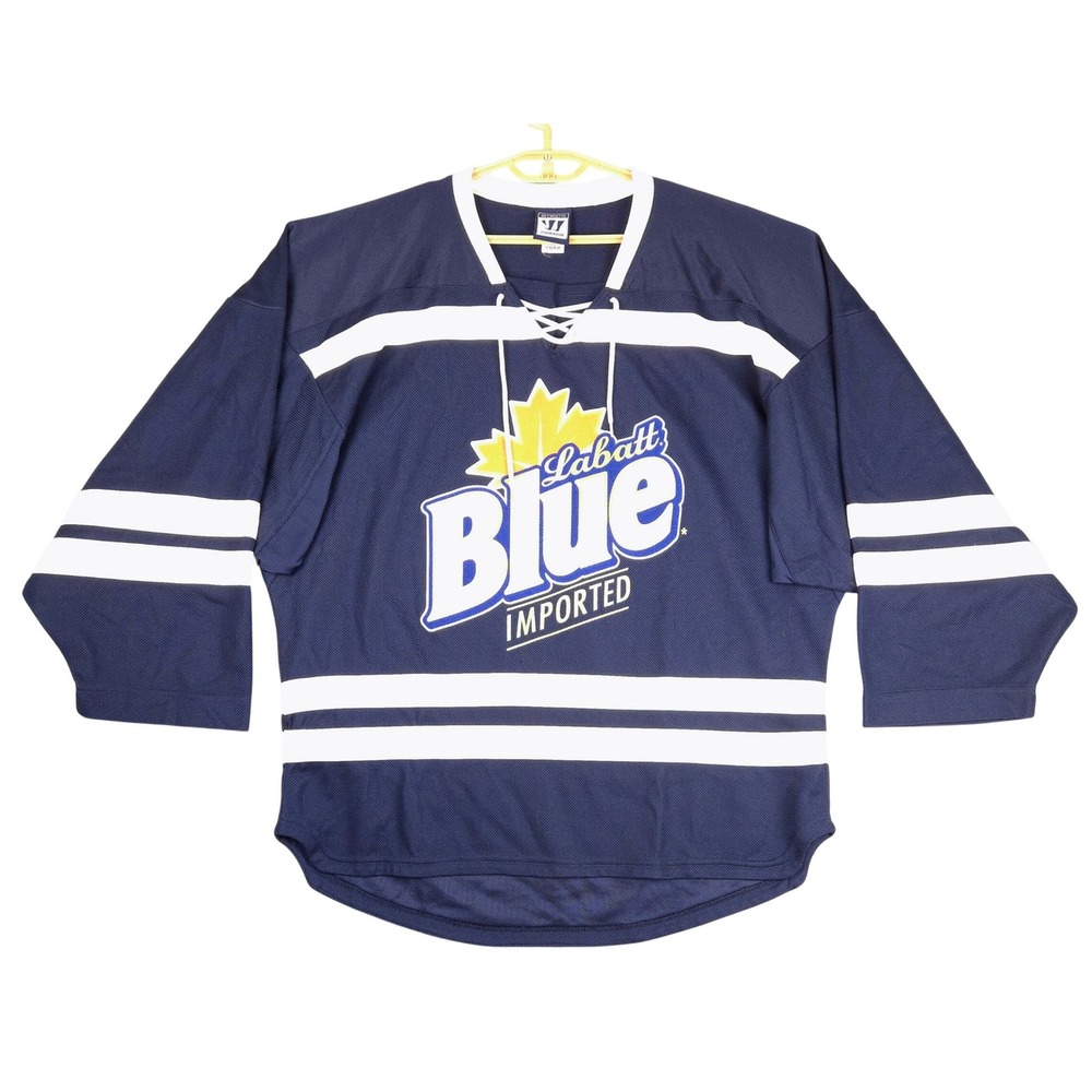 Warrior Labatt‎ Blue Authentic Hockey Jersey Mens Adult L Navy White Imported
